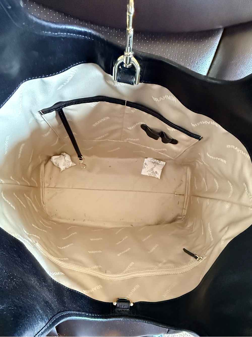 🔥Gorgeous‼️NWT - Authentic Brahmin Iona Black Leather Tote Bag✨✨✨ - Picture 11 of 16